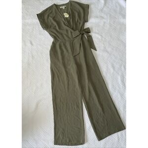 Monteau Olive Green Wrap Jumpsuit